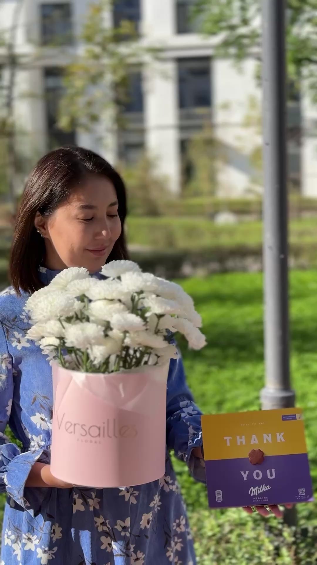 White Chrysanthemum Flower Box with Chocolate